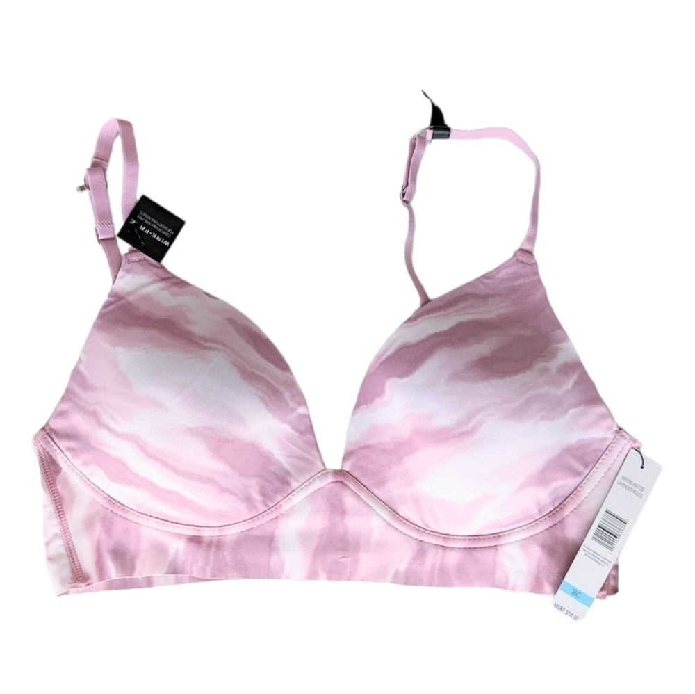 TAHARI lightly lined tie dye marble pattern wireless bralette bra size 36C NEW